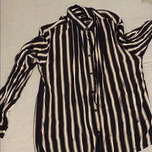 Navy Blue and white stripe shirt